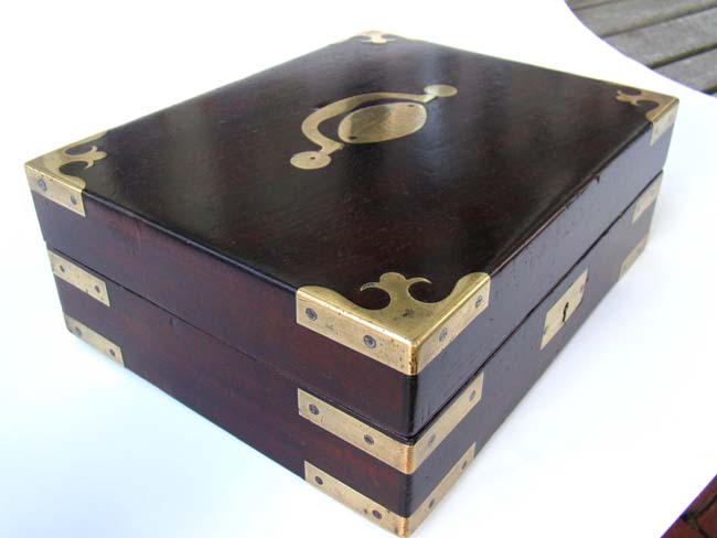 An early 19th century century English brass mounted mahogany Gentleman's travelling box circa 1820-1840